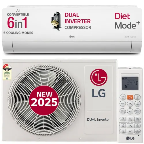 LG 2 Ton 3 Star AI DUAL Inverter Split AC | Copper | AI Convertible 6 in 1 | VIRAAT Mode | Faster Cooling | Energy Saving | 4 Way Swing | HD Filter with Anti Virus Protection (US-Q24ENXE, White) 2025 Model