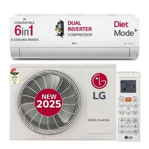 LG 1 Ton 3 Star AI DUAL Inverter Split AC | Copper | AI Convertible 6 in 1 | VIRAAT Mode | Faster Cooling | Silent Operation | HD Filter with Anti Virus Protection (US-Q12YNXE, White) 2025 Model