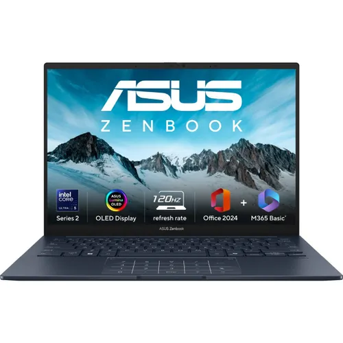 ASUS Zenbook 14 AI Laptop 2025  (Intel Core Ultra 5 Series 2 / 16GB LPDDR5X RAM/ 1TB SSD/ 14 Inch (35.56 cm) OLED Display/ Intel Arc Graphics/ Backlit Keyboard/ Win 11/ MS-Office 2024) UX3405CA-PZ162WS