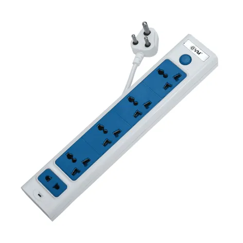 EVM Surge Protector 5 Socket Extension Boards 1.5 Meter Power Cable (White)