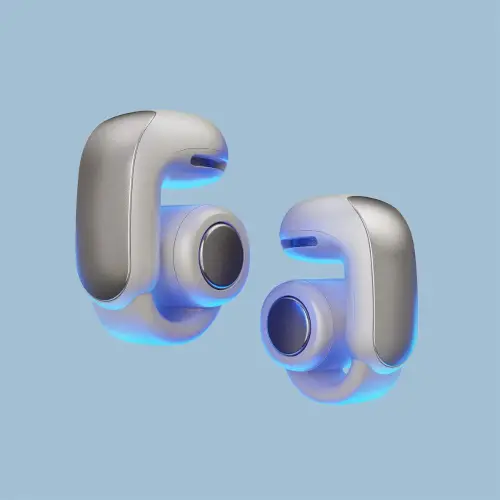 Bose Ultra Open Earbuds with IPX4 Water Resistance, Auto Volume, Seamless connection, Button Controls (Smoke White)