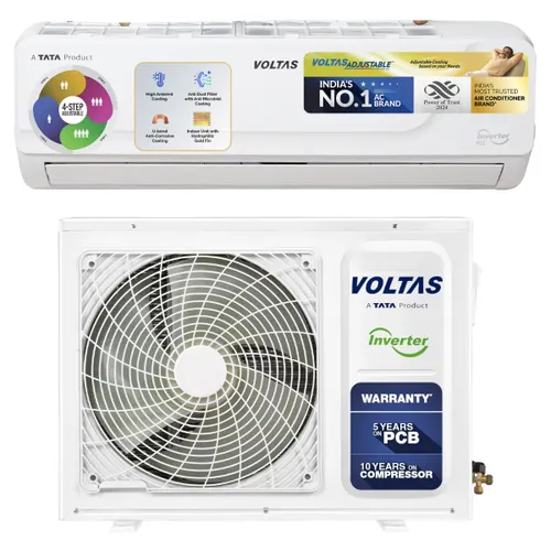 Voltas 1.5 Ton 3 Star Inverter All Weather Hot and Cold Split AC | 100% Copper | High Ambient Cooling | Intelligent Heating (183VH Vectra Platina, White)