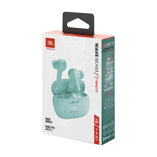 JBL Wave Beam with Deep Bass Sound, Up to 32 Hours Battery Life, IP54 Certified Earbuds and IPX2 Charging Case (Mint) 11 JBL Wave Beam with Deep Bass Sound, Up to 32 Hours Battery Life, IP54 Certified Earbuds and IPX2 Charging Case (Mint)