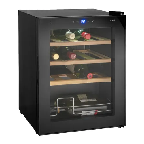 Kaff 42 Litres Wine Cooler with 16 Bottles Capacity | Thermoelectric Cooling System | Child Lock | Wooden Sheves | LED Light | UV Protected Glass (WC 48 TH BW)