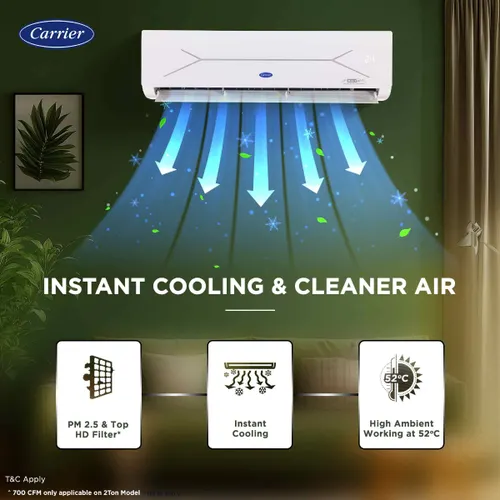 Carrier 1 Ton 3 Star Flexicool Inverter Split AC | Coppper | 6 in 1 Convertible | HD and PM 2.5 Filter | White) 2025 Model
