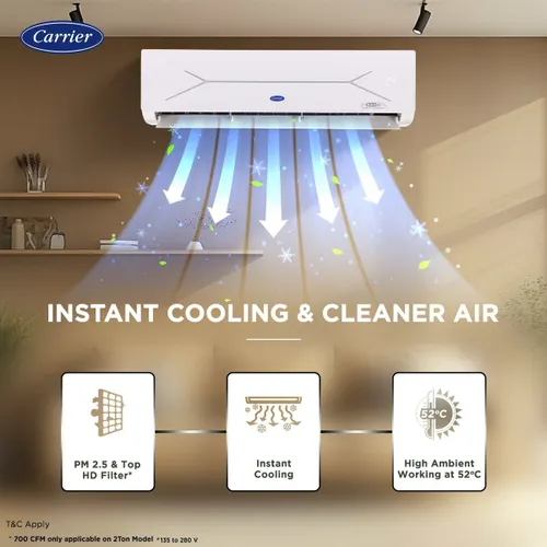 Carrier 1 Ton 5 Star Flexicool Inverter Split AC | Coppper | 6 in 1 Convertible | HD and PM 2.5 Filter | White) 2025 Model