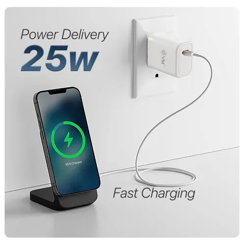 EVM PD 25W Fast Charging Adapter with 1 Meter USB Type-C Cable (EVM-CH-013) 3 EVM PD 25W Fast Charging Adapter with 1 Meter USB Type-C Cable (EVM-CH-013)