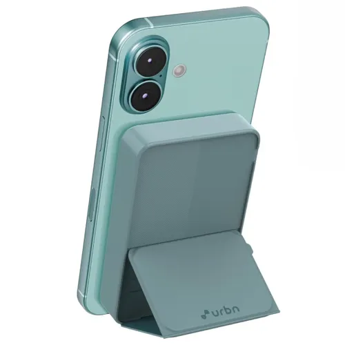 URBN 10000 mAh Stand Magsafe Power Bank with 15W Wireless Charging |  20W Wired Charging |  Magtag Ring (Teal)