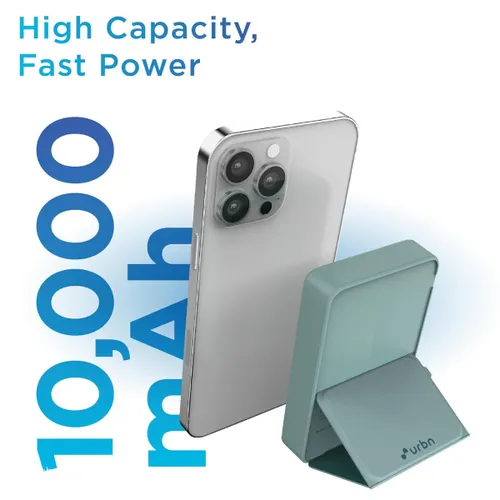 URBN 10000 mAh Stand Magsafe Power Bank with 15W Wireless Charging | 20W Wired Charging | Magtag Ring (Teal) 2 URBN 10000 mAh Stand Magsafe Power Bank with 15W Wireless Charging | 20W Wired Charging | Magtag Ring (Teal)