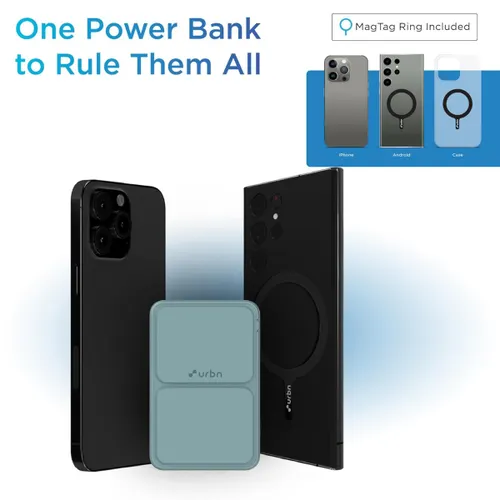 URBN 10000 mAh Stand Magsafe Power Bank with 15W Wireless Charging | 20W Wired Charging | Magtag Ring (Teal) 4 URBN 10000 mAh Stand Magsafe Power Bank with 15W Wireless Charging | 20W Wired Charging | Magtag Ring (Teal)