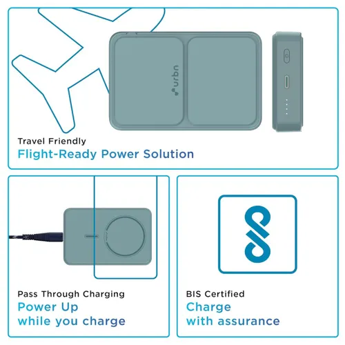 URBN 10000 mAh Stand Magsafe Power Bank with 15W Wireless Charging | 20W Wired Charging | Magtag Ring (Teal) 6 URBN 10000 mAh Stand Magsafe Power Bank with 15W Wireless Charging | 20W Wired Charging | Magtag Ring (Teal)
