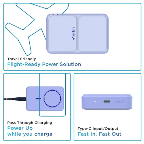 URBN 10000 mAh Stand Magsafe Power Bank with 15W Wireless Charging | 20W Wired Charging | Magtag Ring (Ultramarine) 7 URBN 10000 mAh Stand Magsafe Power Bank with 15W Wireless Charging | 20W Wired Charging | Magtag Ring (Ultramarine)