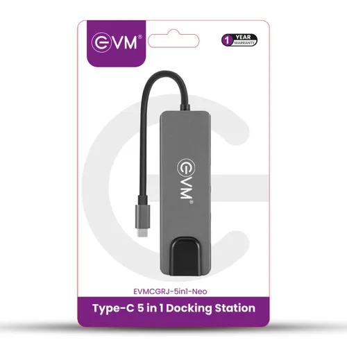 EVM 5-in-1 Neo HUB with 4K HDMI, 2xUSB 3.0, RJ45 Ethernet, for All Type C Devices (Grey) 5 EVM 5-in-1 Neo HUB with 4K HDMI, 2xUSB 3.0, RJ45 Ethernet, for All Type C Devices (Grey)