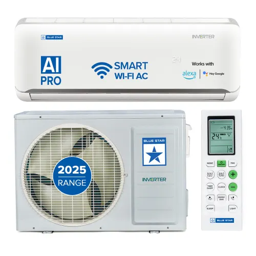 Bluestar 1.5 Ton 3 Star Inverter Smart Wi-Fi Split AC | Voice Command Technology | 5-in-1 Convertible Cooling | 4 Way Swing (IC318NNUS, White) 2025 Model
