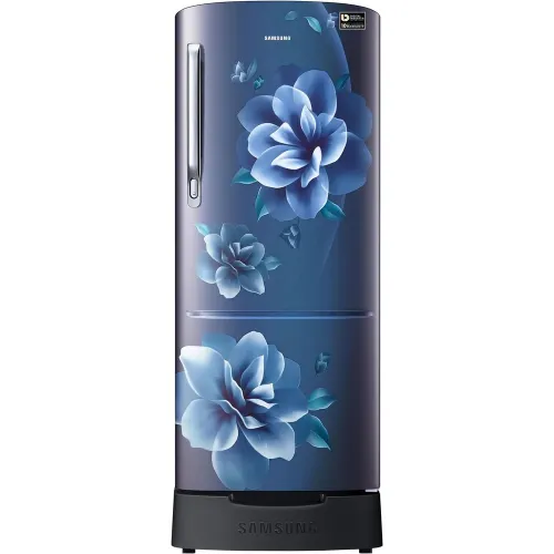 Samsung 183 Litres 5 Star Direct Cool Inverter Refrigerator with Toughened Glass Shelves | Base Stand Drawer | Deep Door Guard | Vegetable Box (RR20D2825CU/NL, Camellia Blue)