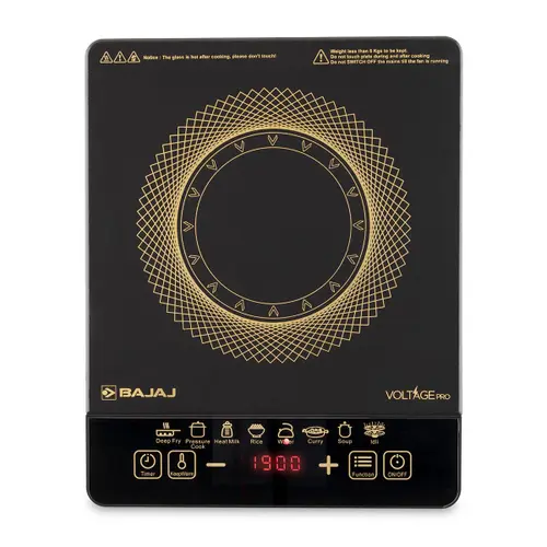Bajaj ICX 190FS 1900W Induction Cooktop with 1900 Watts Power, 9 Preset Menus, Adjustable Time and Temperature Settings