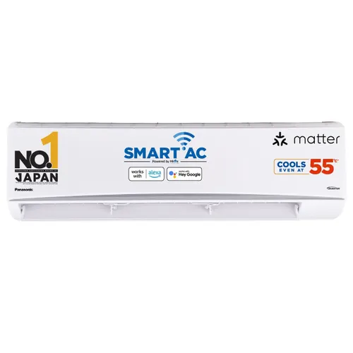 Panasonic 2.2 Ton 4 Star Inverter Split AC | Smart Cooling with True AI | 4-Way Air Swing | 4-Way Air Swing | Voice Control (CS/CU-QU26BKYFM, White) 2025 Model
