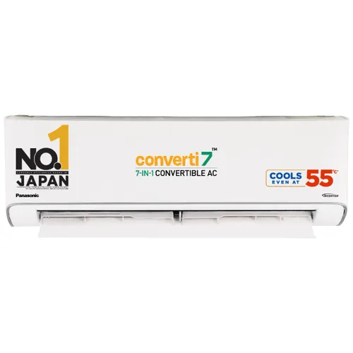 Panasonic 1 Ton (5 Star Inverter) Split AC with ECOTough ODU Casing, 7-in-1 Convertible, Crystal Clean Feature, PM 0.1 Filter (CSEU12BKY5F)