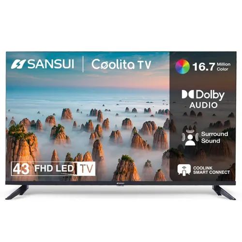 SANSUI 109 cm (43 inch) Full HD Bezel-Less Smart LED TV | Dolby Audio & Surround Sound | A+ Panel | 60Hz Refresh Rate |(JSWG43CSFHD)