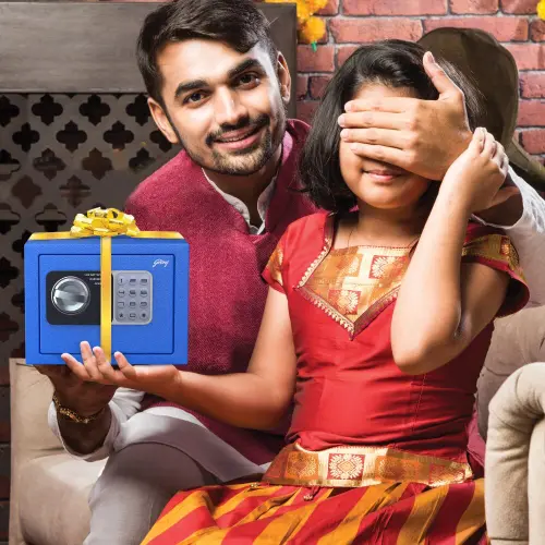 Godrej Dream Box GS 4.5L EL Electronic Home Locker Digital Safe with Keypad & Override Key (Blue)