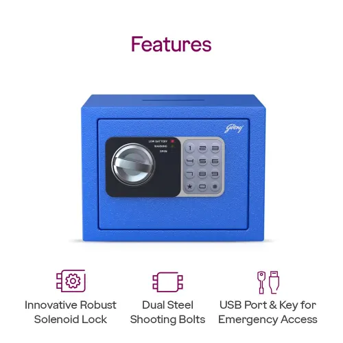 Godrej Dream Box GS 4.5L EL Electronic Home Locker Digital Safe with Keypad & Override Key (Blue)