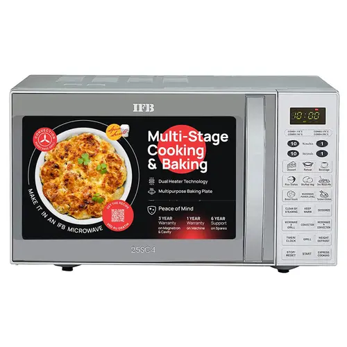 IFB 25 Litres Convection Microwave with Glass Door, Auto Cook Menus, Steam Clean, Keep Warm (25SC4, Black)