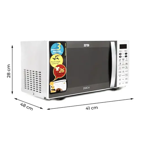 IFB 25 Litres Convection Microwave with Glass Door, Auto Cook Menus, Steam Clean, Keep Warm (25SC4, Black)
