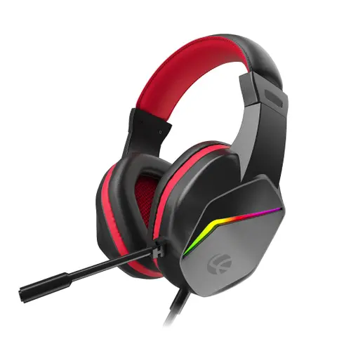 Lapcare LHP-210 Wired Bunker Champ Gaming Over Ear Headset with RGB Back Lights, Adujustable Microphone, Deep Bass, Noise Isolation, 3.5mm+USB Jack (Black)