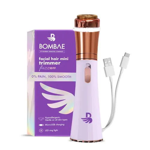 Bombae Mini Trimmer for Women Facial Hair and Eyebrows with Micro USB Charging, 30 mins Battery Backup, Purple