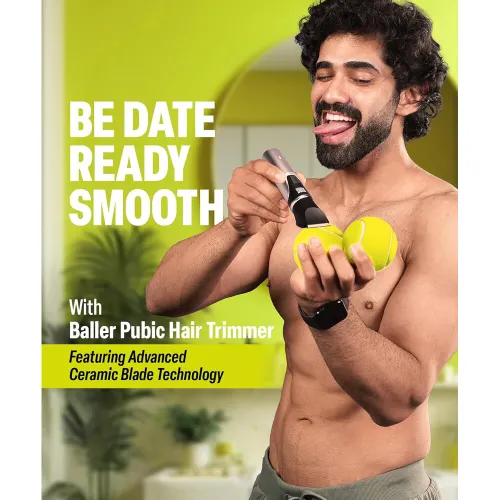 Bombay Shaving Company Baller Pubic Hair Trimmer with Type-C Charging, 60 min Runtime, Flash Charging, Silver