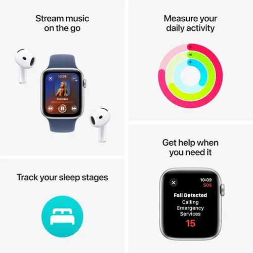 Apple Watch SE (GPS + Cellular) 40mm Midnight Aluminium Case with Midnight Sport Band - M/L (Strap fits 150â?00mm wrists)