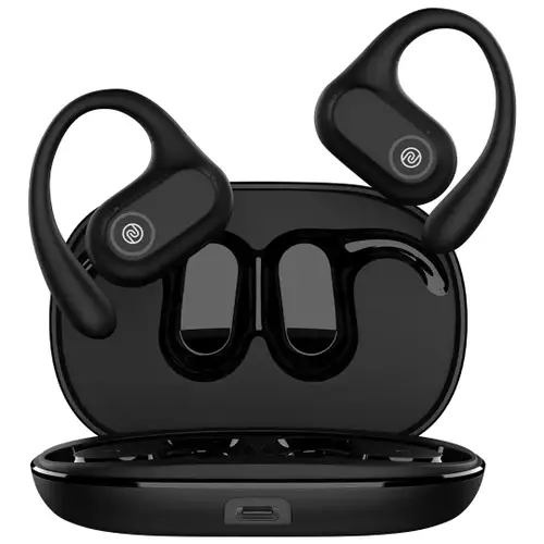 Noise Pure Pods Wireless Open Ear Earbuds with AirWaveâ?Technology,Up-to 80H Playtime,Quad Mic with ENC,16mm Neodymium Dynamic Driver,Detachable Pure Band,BTv5.3 (Power Black)