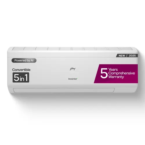 Godrej 2 Ton 3 Star Inverter Split AC | 5-in-1 Convertible | Heavy Duty Cooling | Pure Air Filter | Silent Operation | Tri-Filtration | Self Clean Tech (SIC24ITC3-WZS, White) 2025 Model