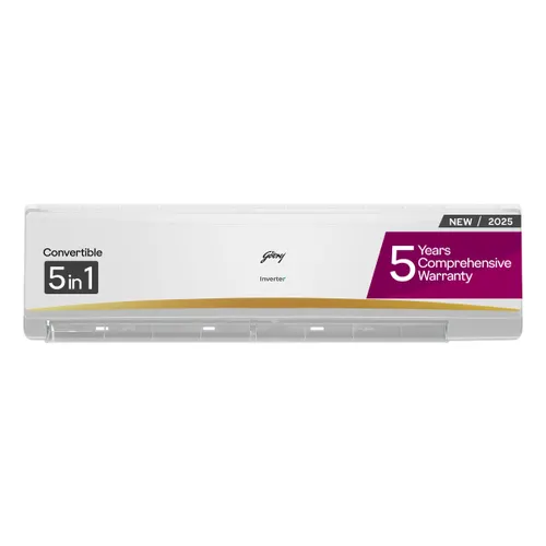 Godrej 2.5 Ton 3 Star Inverter Split AC | 5-in-1 Convertible | Heavy Duty Cooling | Smart Diagnosis | Silent Operation | Tri-Filtration | i-Sense Tech (SIC30LTC3-GWR, White) 2025 Model