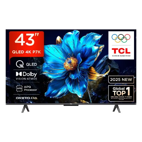 TCL P7K Series 108 cm (43 inch) 4K Ultra HD QLED Smart Google TV | Dolby Vision & HDR10 | Dolby Atmos | 60Hz Refresh Rate | Google Assistant Built-in | Bezel-Less Design (43P7K)