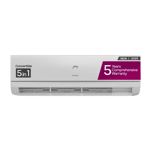 Godrej 1.5 Ton 3 Star Inverter Split AC | 5-in-1 Convertible | Heavy Duty Cooling | Smart Diagnosis | Silent Operation | Pure Air Filter | i-Sense Tech (SIC18TTC3-WYA, White) 2025 Model