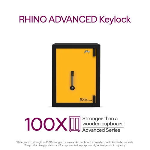 Godrej Rhino Advanced 79L Key Lock Home Locker (Yellow)