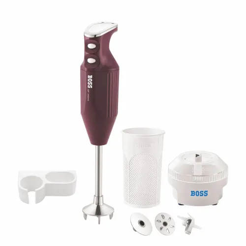 BOSS B146 W275 Hand Blender with 275W Motor, 4 Stainless Steel Blades, 2-Speed Control, Chutney Pot, Soup Jar & Wall-Mount Stand