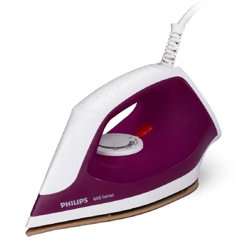 Philips Dry Iron DST0610/30 with Powerful 1000 Watts for Fast heat up & Black Non Stick Soleplate | Uniform Heat Distribution (Aubergine)