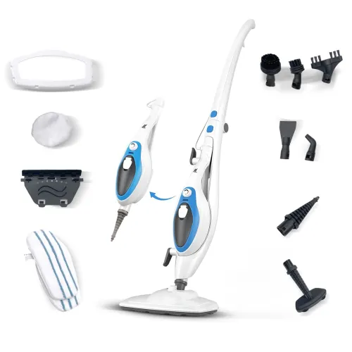 Nexlev 10-in-1 Foldable Steam Cleaner & Mop | 350ml Tank | 110 DegC Powerful Steam | 5 Meter Cord | 10 Multi-purpose Accessories | Quick Heat-up (SC-04, White and Blue)