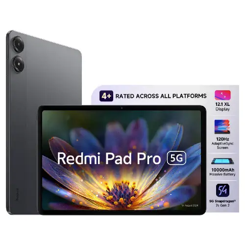 Redmi Pad Pro 5G Android 14 Tab 12.1 Inch (30.7 cm) Display/ Snapdragon 7s Gen 2/ 8GB RAM + 256GB Storage/ 8MP Rear + 8MP Front Camera/ Wi-Fi 6 + 5G/ Xiaomi HyperOS (Grey)