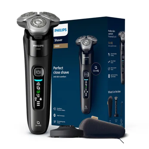 Philips Wet & Dry Electric Shaver with SkinIQ, Triple Action Lift & Cut  Technology , Dual Steel Precision Blades, 360Â° Flex Head, Power Adapt Sensors,X9000/10