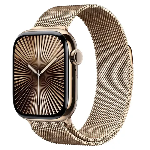 Apple Watch Series 10 GPS + Cellular 42mm Gold Titanium Case with Gold Milanese Loop