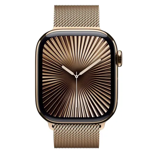 Apple Watch Series 10 GPS + Cellular 42mm Gold Titanium Case with Gold Milanese Loop
