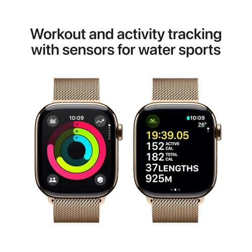 Apple Watch Series 10 GPS + Cellular 42mm Gold Titanium Case with Gold Milanese Loop 4 Apple Watch Series 10 GPS + Cellular 42mm Gold Titanium Case with Gold Milanese Loop