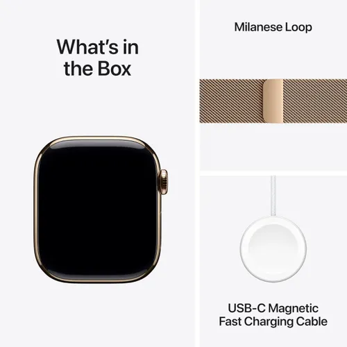 Apple Watch Series 10 GPS + Cellular 42mm Gold Titanium Case with Gold Milanese Loop 6 Apple Watch Series 10 GPS + Cellular 42mm Gold Titanium Case with Gold Milanese Loop