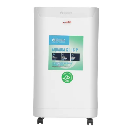 Amfah Aquaria S1 16P Dehumidifier | 16L/Day Capacity | Double Filtration | 2L Tank | 3 Speed Settings | Wheels for Transportation | Temperature and Humidity Indicator(White)