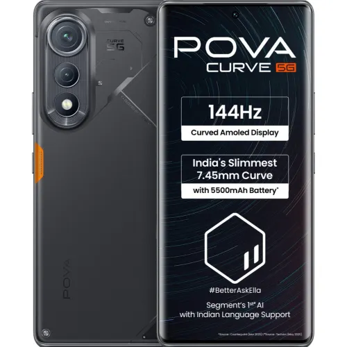Tecno POVA Curve 5G (8GB RAM, 128GB Storage) | Dimensity 7300 | 5500mAh Battery | Smarter with Tecno AI | Geek Black