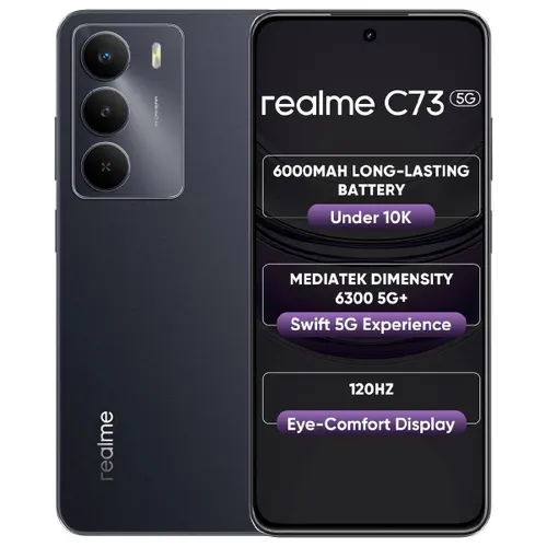 realme C73 5G (4GB RAM, 64GB Storage) | MediaTek Dimensity 6300 | 6000mAh Battery | Military-Grade Shock Resistance | Onyx Black