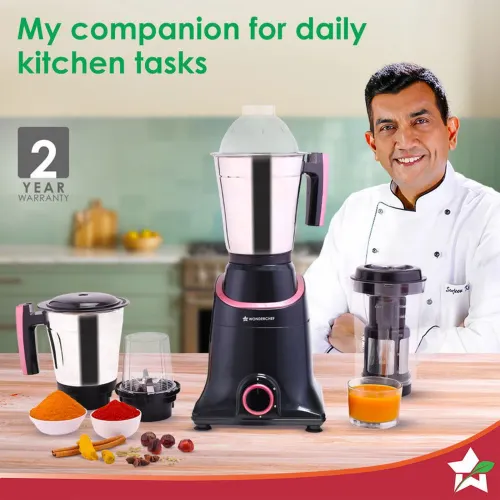Wonderchef Select 750W Mixer Grinder with 4 Jar | Heavy Duty Motor | Energy Efficient (Black) 2 Wonderchef Select 750W Mixer Grinder with 4 Jar | Heavy Duty Motor | Energy Efficient (Black)